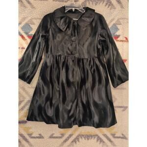 Angel’s Garment Girls 11/12 Black Velvet Coat Faux Fur Lined Empire Waist Mod US